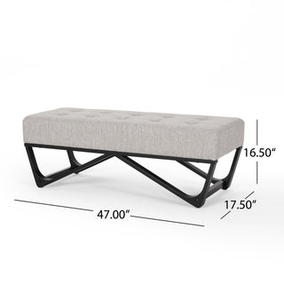 Sunvega Modern Ottoman Bench with Button-Tufted Waffle Stitch and Geometric Legs