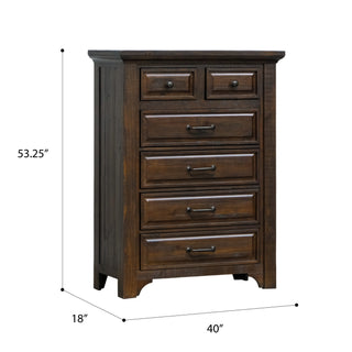 Sunvega Brown 6-Drawer Chest with Traditional Style and Easy Care Finish