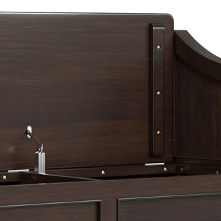 Sunvega Solid Wood Storage Bench with Shelf and Dark Chestnut Brown Stain