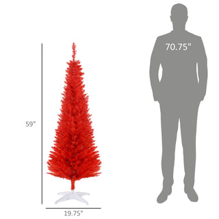 Sunvega Pencil Artificial Xmas Tree with Faux Snow Flocked Full Branch Tips Flame-retardant
