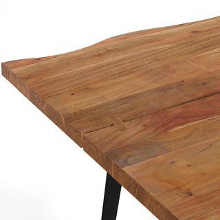 Sunvega Natural Acacia Wood Dining Table with Live Edges and Iron Legs