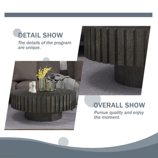 Sunvega Modern Minimalist Round Coffee Table with Natural Wood Texture for Living Room