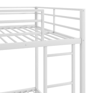 Sunvega Full over Full Metal Bunk Bed with Ladder and Guardrail for Bedroom
