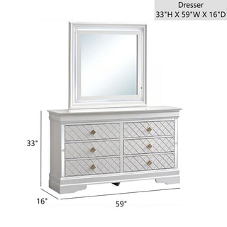 Sunvega Fully Assembled Pearl White Nightstand with Gold Handles and Faux Crystal