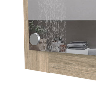 Sunvega Light Pine Bathroom Mirror with Sleek Modern Wood Frame Design