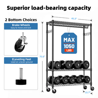 Sunvega Heavy Duty Rolling Garment Rack with Wheels and Adjustable Height for Versatile Use