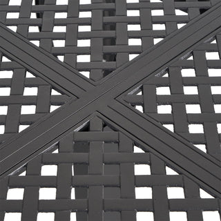 Sunvega Outdoor Modern Aluminum Dining Table with Woven Accents in Gloss Black