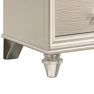 Sunvega Textured 2 Drawer Nightstand with Acrylic Legs in Pearl White