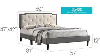 Sunvega Full Bed with Chic Tufted Headboard and Vibrant Blue Hue in One Box