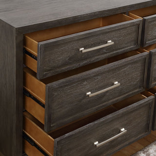 Sunvega Mindi Wood 5-Drawer Chest with Champagne Metal Base and Frame Molding