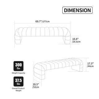 Sunvega Modern Upholstered Armless Bed Bench with Channel Tufted Chenille Ottoman for Living Room