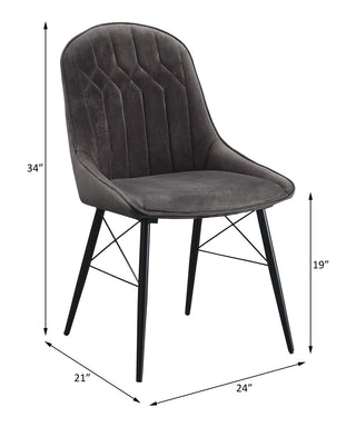 Sunvega Dark Gray Fabric and Black Finish Upholstered Side Chair Set of 2
