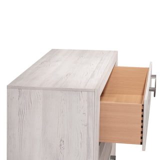 Sunvega Contemporary Sleek Beige White Finish Nightstand with Two Drawer Storage