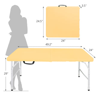 Sunvega 8ft Pink Folding Table with Waterproof Top and Foldable Design for Camping