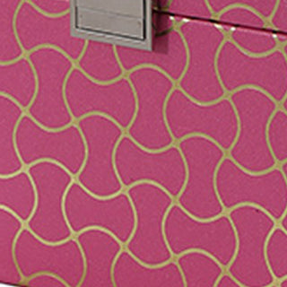Sunvega Pink Leatherette Travel Jewelry Case with Wavy Textured Pattern and 2 Drawers