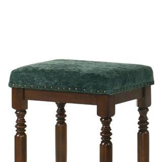 Sunvega Distressed Wooden Farmhouse Barstools with Faux Leather Seat, Counter-Height