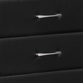 Sunvega Black Faux Leather Chest with 5 Smooth Gliding Drawers on Tapered Legs