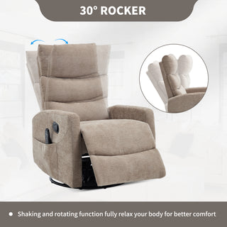 Sunvega Fabric Heat Massage Manual Recliner Chair with Rocker and Swivel for Living Room