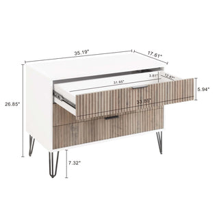 Sunvega Modern Glam Dresser with Gold Metal Handles and Splayed Legs for Bedroom