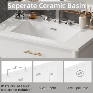 Sunvega 30 Inches Bathroom Vanity with Sink and Soft Close Doors