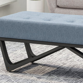 Sunvega Modern Ottoman Bench with Button-Tufted Waffle Stitch and Geometric Legs
