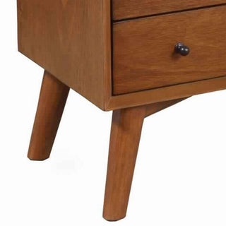 Sunvega Brown Transitional Wooden Nightstand with 2 Drawers and Open Compartment