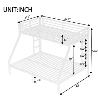 Sunvega Twin XL over Queen Metal Bunk Bed with Noise Reduction for Teens and Adults
