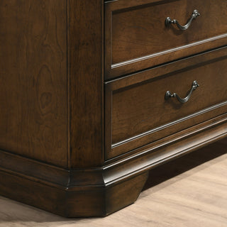 Sunvega Antique Walnut Brown 3-Drawer Wood Nightstand with Distressed Marks