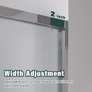 Sunvega 56-60"x58" Adjustable Aluminum Frame Double Sliding Bathtub Screen