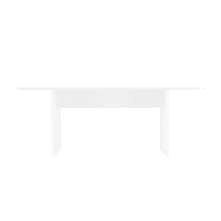 Sunvega Modern White Dining Table with Sled-Base Design for 6-8 Persons