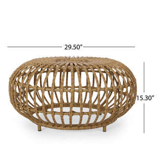 Sunvega Boho Handcrafted Rattan Coffee Table with Faux Weave for Outdoor Decor