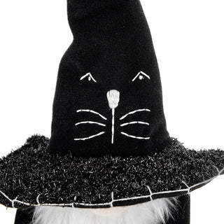 Sunvega Handcrafted 4.3x4x26.8 Inch Fabric Sitting Black Gnome With Broomstick