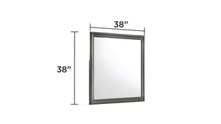 Sunvega Modern Gray Gunmetal Wood Mirror with Smooth Finish for Bedroom