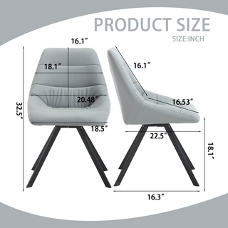 Sunvega Soft and Cozy Grey Thickened Fabric Dining Chairs with Metal Legs Set of 2