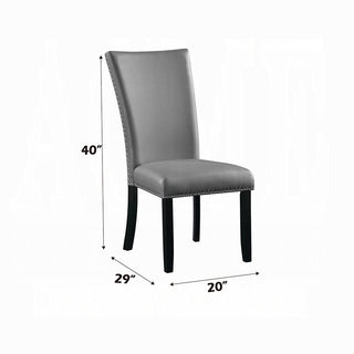 Sunvega Modern Upholstered Side Chairs with Gray Synthetic Leather and Nailhead Trim