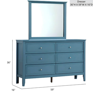 Sunvega Fully Assembled 6 Drawer Dresser with French Dovetail Wood Veneer Finish