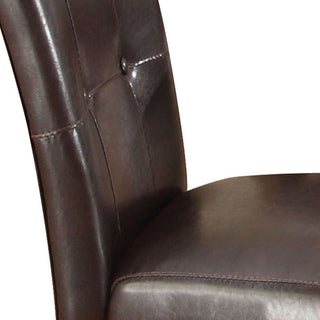 Sunvega Espresso Faux Leather and Walnut Finish Tufted Back Dining Chairs