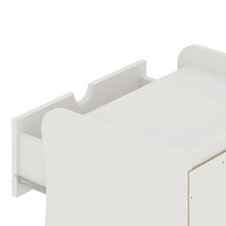 Sunvega Mid-Century Modern White Nightstand with Two Spacious Drawers