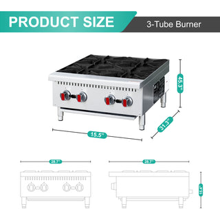 Sunvega Heavy-Duty 4-Burner Commercial Gas Stove with 100,000 BTU