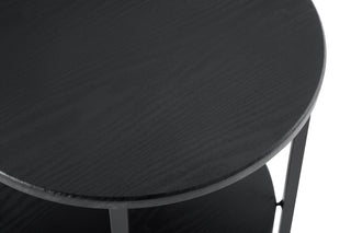 Sunvega Small Round Side Table with 2 Tiers for Bedroom Living Room Farmhouse