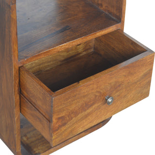 Sunvega Solid Mango Wood Chestnut Nightstand with 2 Drawers and Open Slots