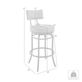 Sunvega Mocha Brown Faux Leather Swivel Bar or Counter Stool with 250lb Capacity