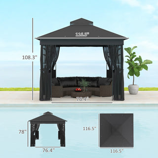 Sunvega Spacious 10x13ft Outdoor Gazebo with Removable Curtains and Two-Tier Roof
