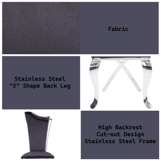 Sunvega Stainless Steel Side Chair with Padded Seat and X-Shaped Back Leg