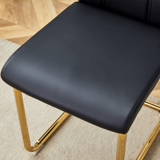 Sunvega White PU Dining Chair Set with Silver Metal Legs and High Resilience Sponge Filling