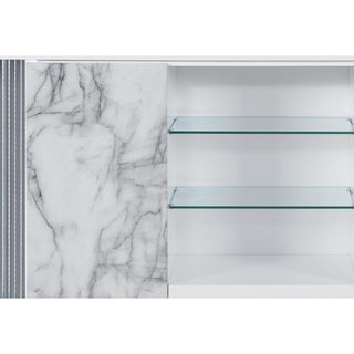 Sunvega Modern Sleek Nightstand with LED Light and Rich Chrome Accents