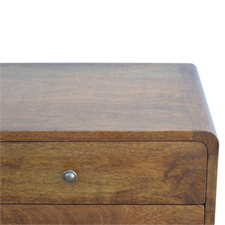Sunvega Solid Mango Wood Nightstand with Two Drawers in Chestnut Brown