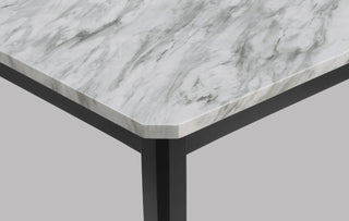 Sunvega Transitional Dining Table with Faux White Marble Top and Black Wood Base