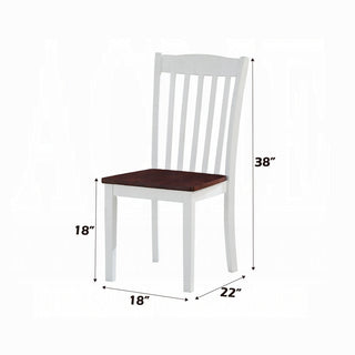 Sunvega Modern White and Walnut Finish Wooden Dining Chairs with Slatted Back