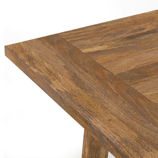 Sunvega Solid Mango Wood Farmhouse Dining Table with Burnt Wax Finish